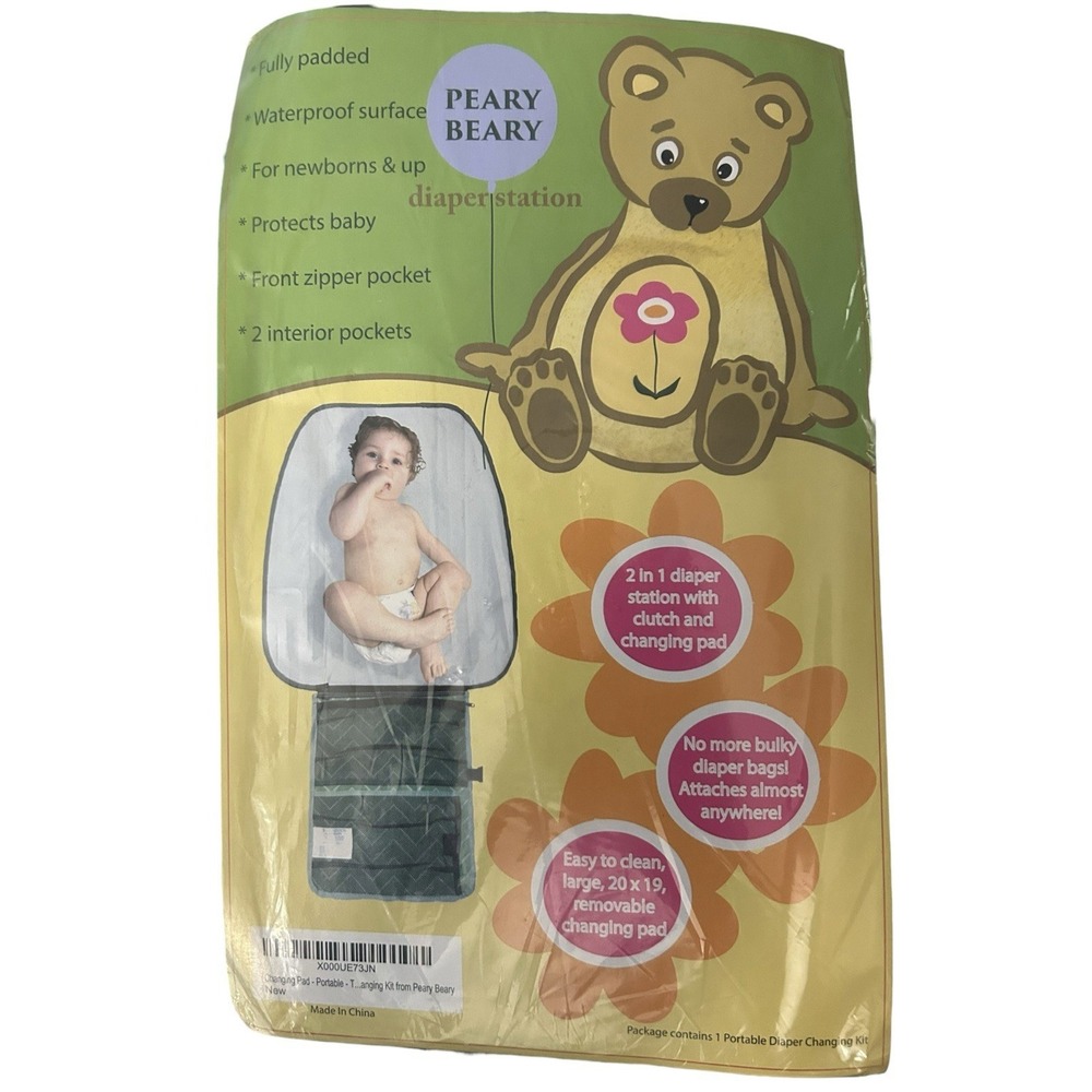 Peary Beary Baby Portable Changing Station Diaper Changing Pad Clutch Green NWT - Picture 2 of 11
